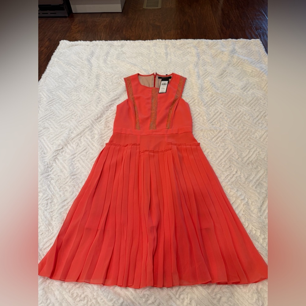 BCBGMaxAzria Coral Pleated Midi Dress